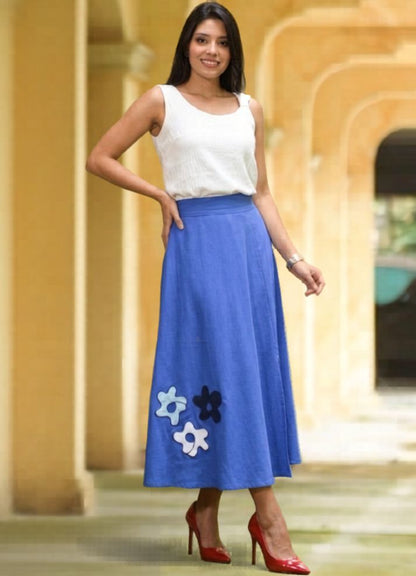 Falda en Lino con bordado artesanal
