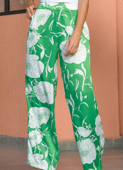 Printed wide leg trousers