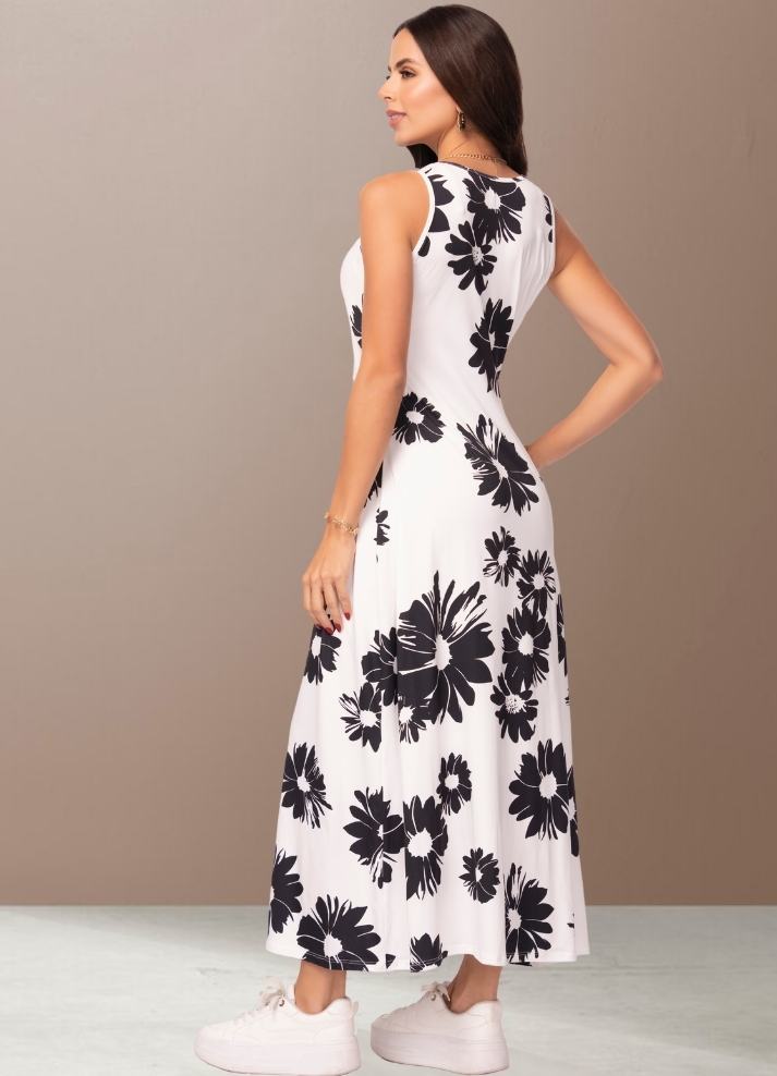 Long black flower dress