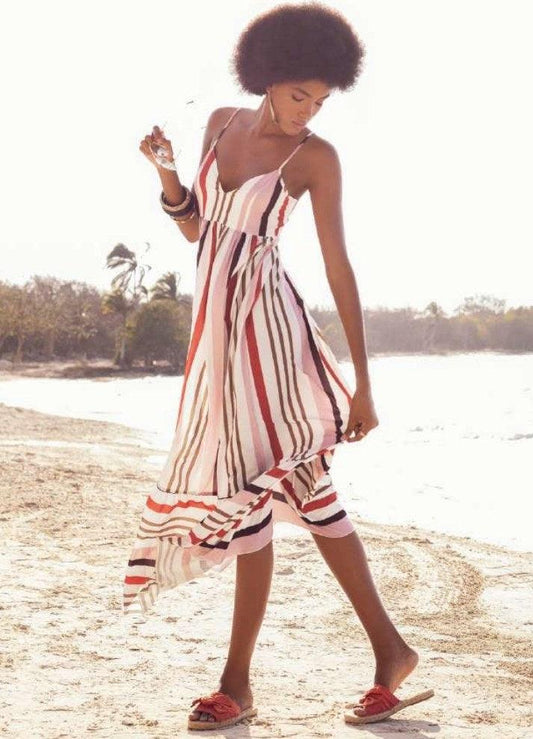 Vestido midi de rayas - Ropa Colombiana by Victoria Herrera