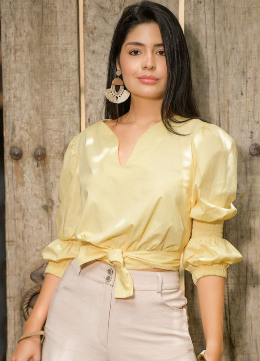 Crop top manga globo