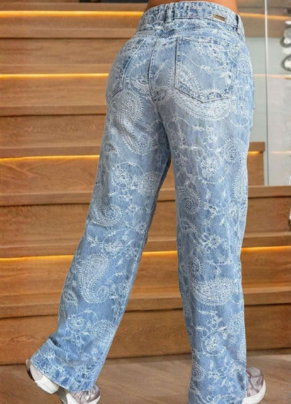 Jean bota ancha bordado