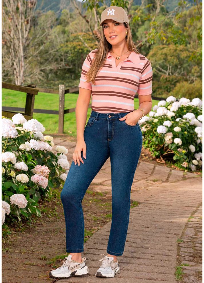 Camiseta tipo polo tejida a Rayas