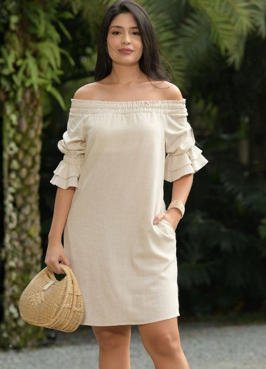 Vestido corto manga 3/4