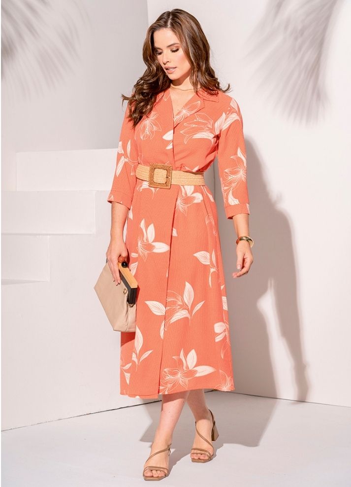 Vestido midi manga 3/4