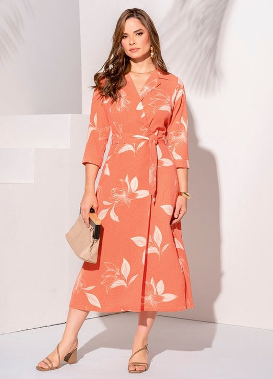 Vestido midi manga 3/4