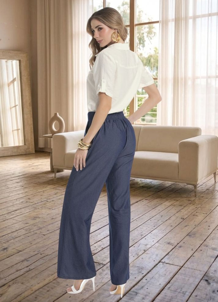 Pantalón palazzo con vena planchado