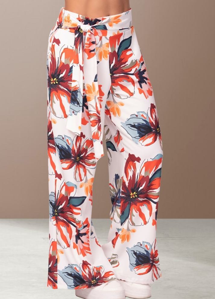 Printed wide leg trousers