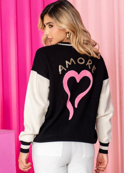 Heart round neck sweater