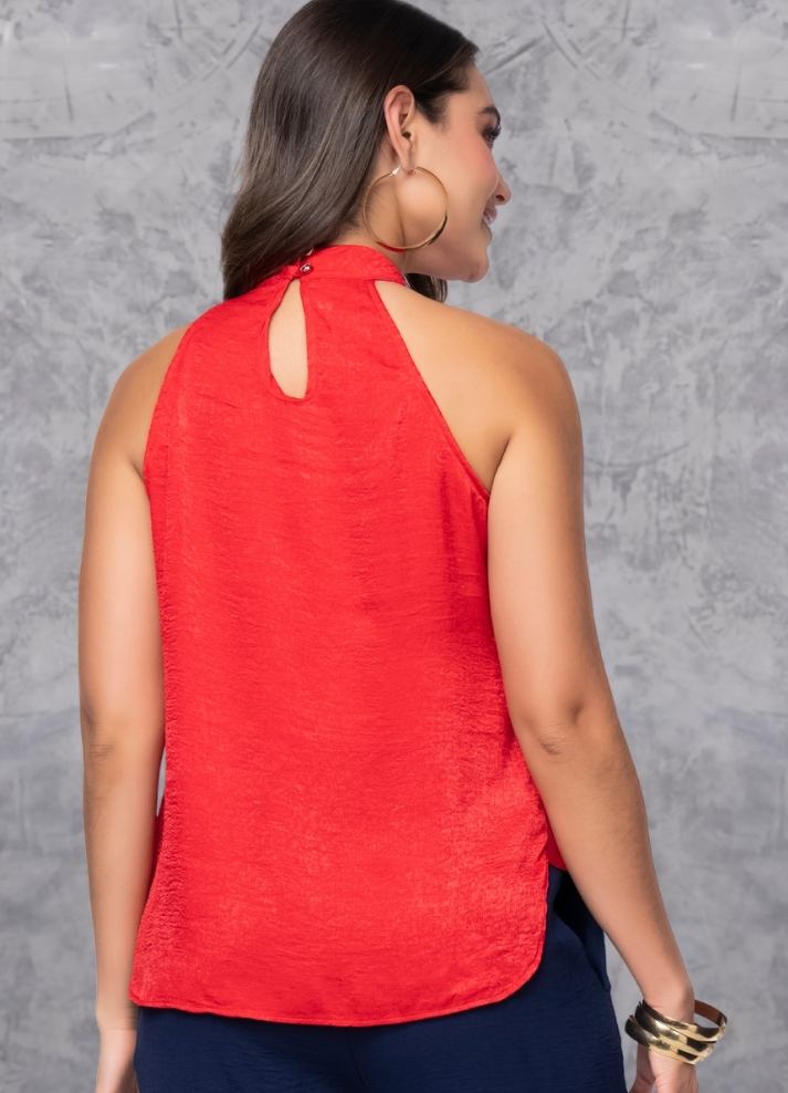 Blusa halter con volantes