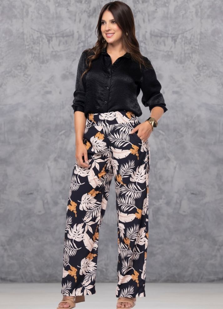 Printed wide leg trousers