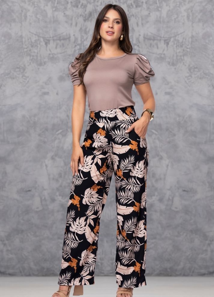 Printed wide leg trousers