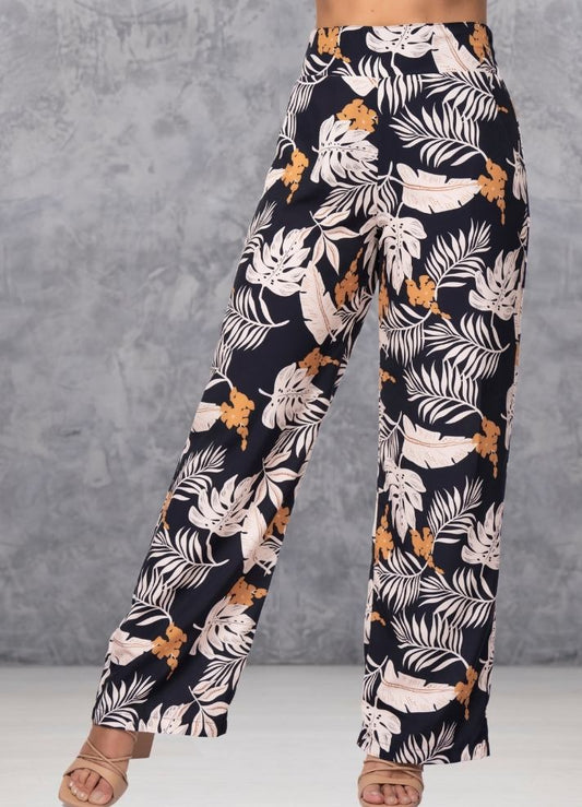 Printed wide leg trousers