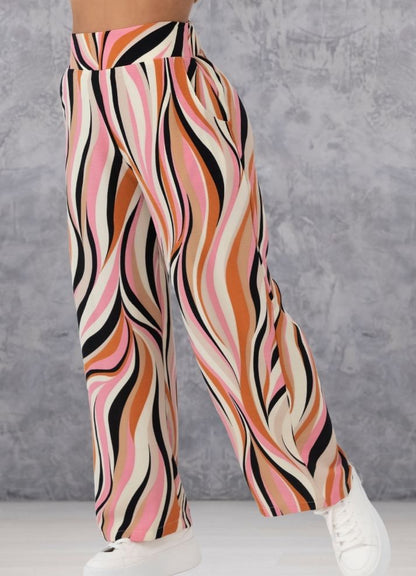 Printed wide leg trousers