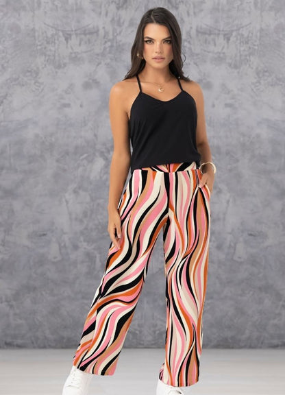 Printed wide leg trousers