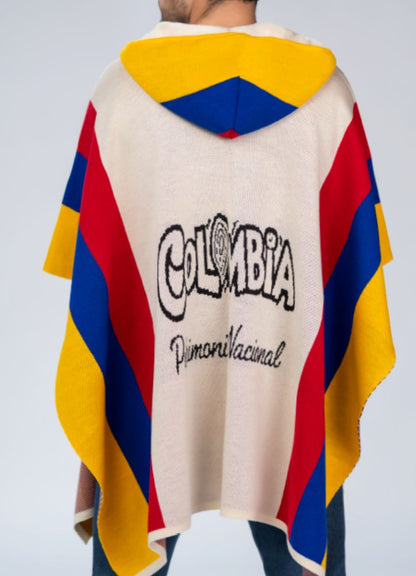 Ruana Colombia con capota para hombre
