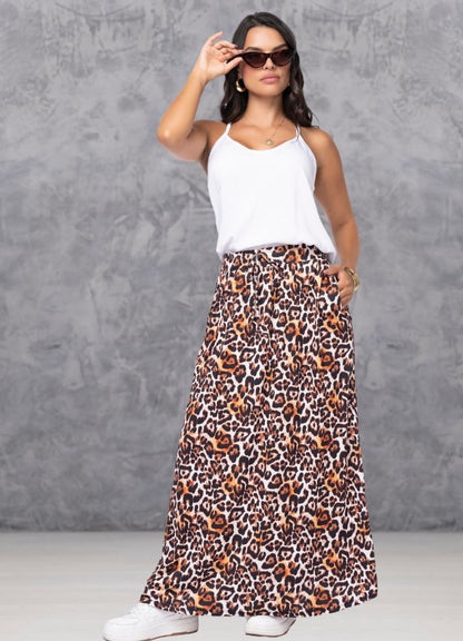 Long animal print skirt