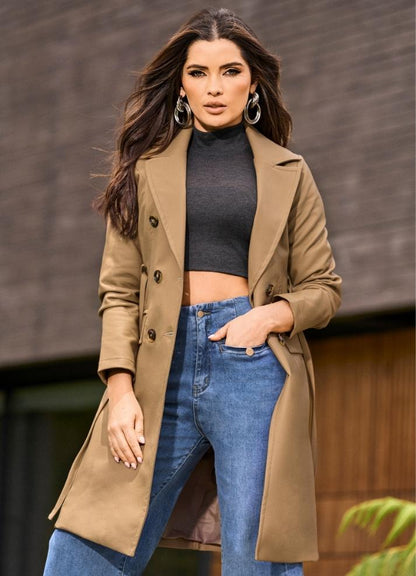 Long leathertex trench coat