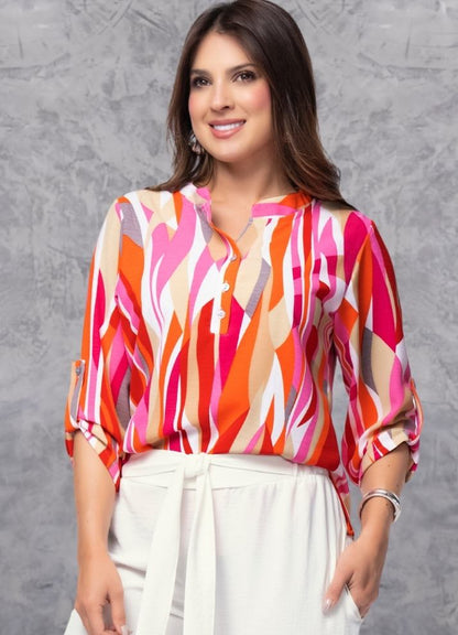 3/4 sleeve carnival blouse