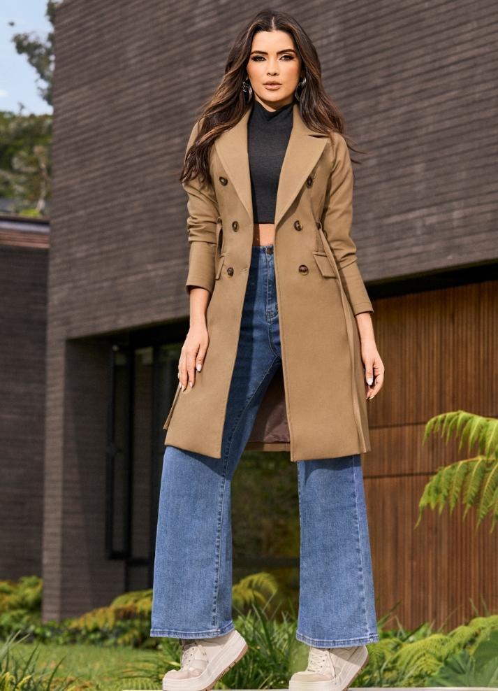 Long leathertex trench coat