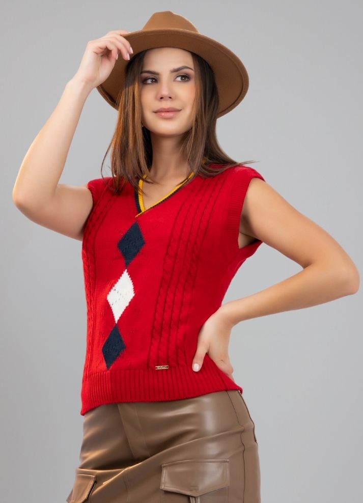 Chaleco de rombos cuello en V