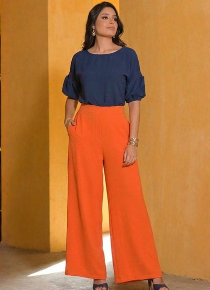 Pantalón palazzo en Lino