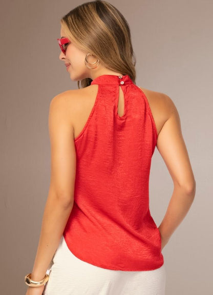 Halter blouse with ruffles