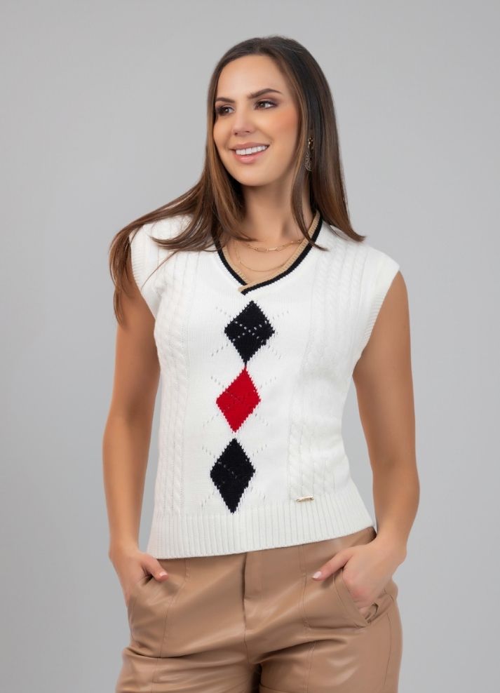 Chaleco de rombos cuello en V