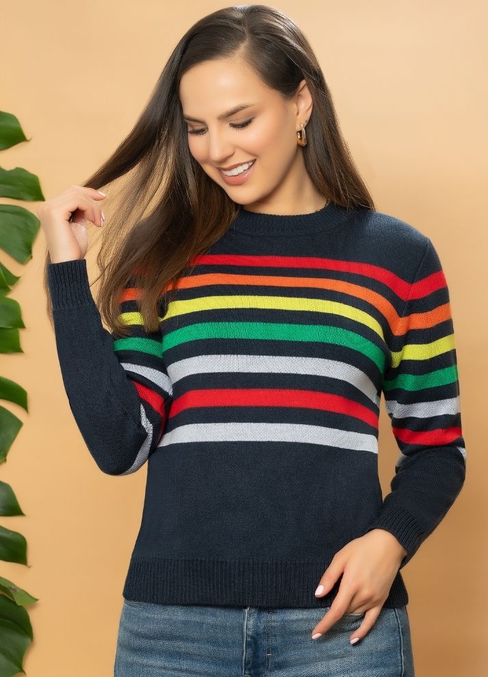 Striped round neck sweater