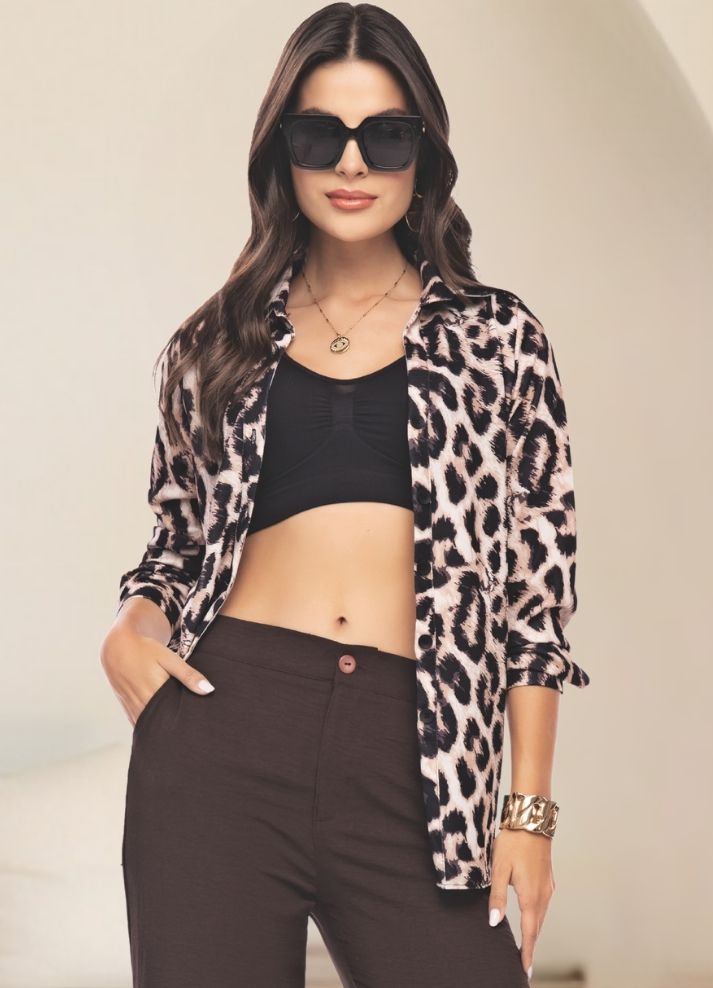 Camisa manga larga animal print