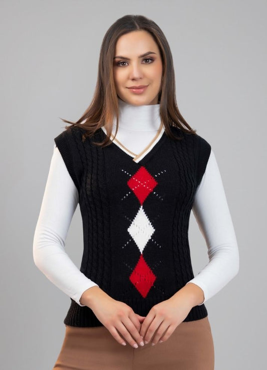 Chaleco de rombos cuello en V
