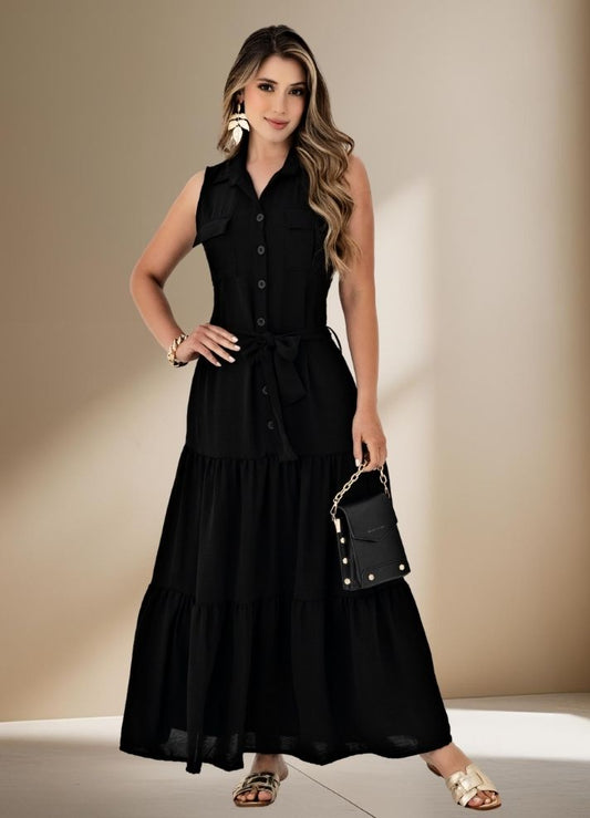 Vestido largo manga sisa