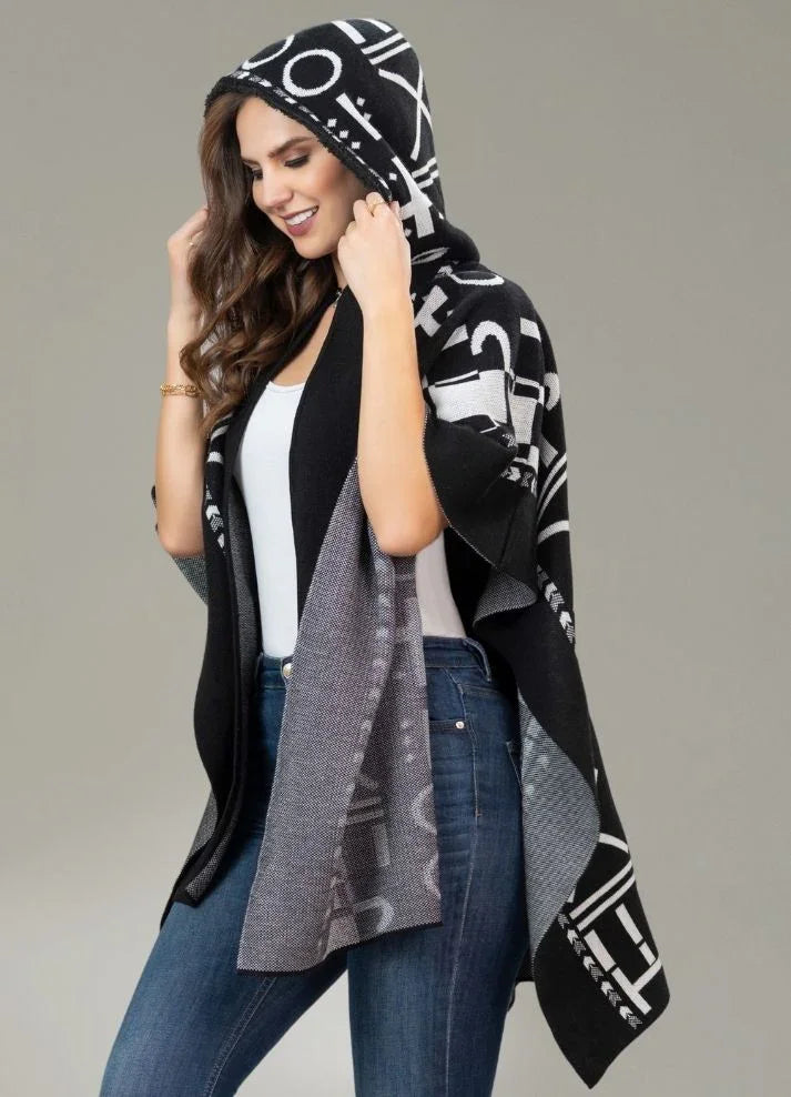 Ruana tipo capa con capota - Ropa Colombiana by Victoria Herrera