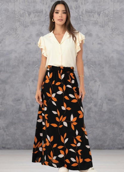 Long printed skirt