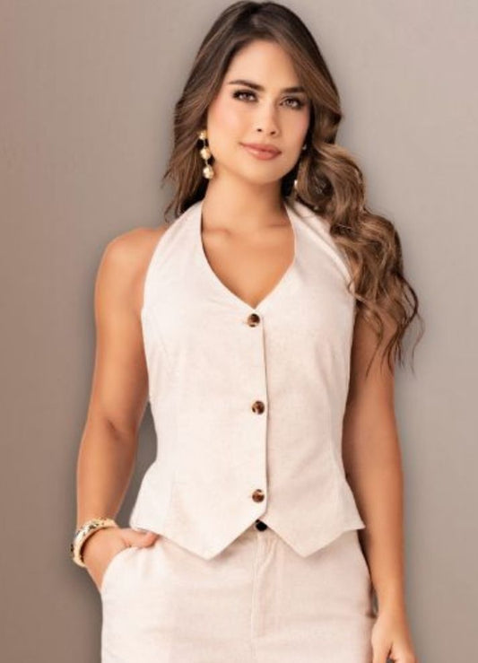 Blusa tipo chaleco halter