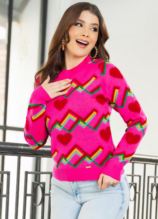 Suéter cuello redondo tejido en hilo