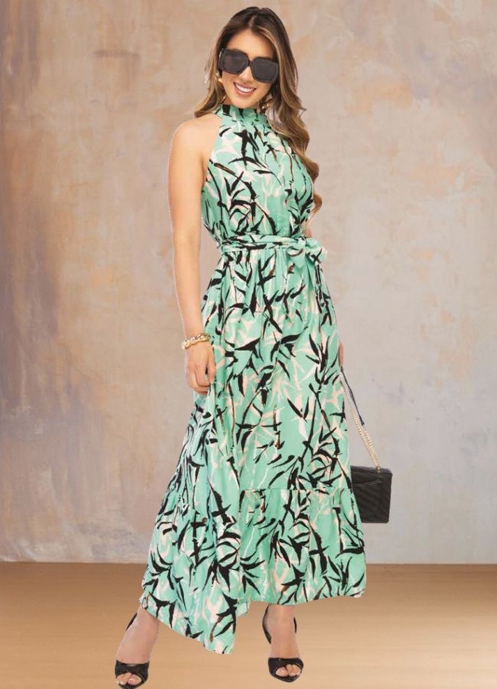 Vestido largo cuello halter