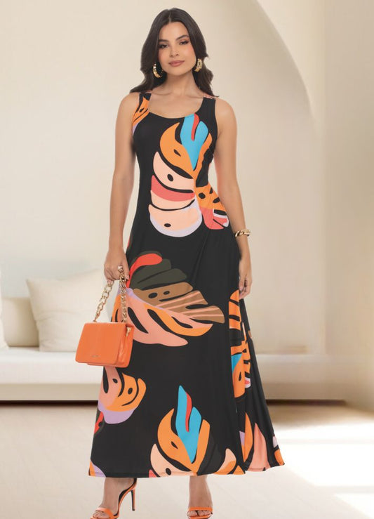 Vestido largo estampado