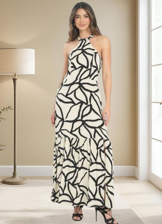 Vestido largo cuello halter