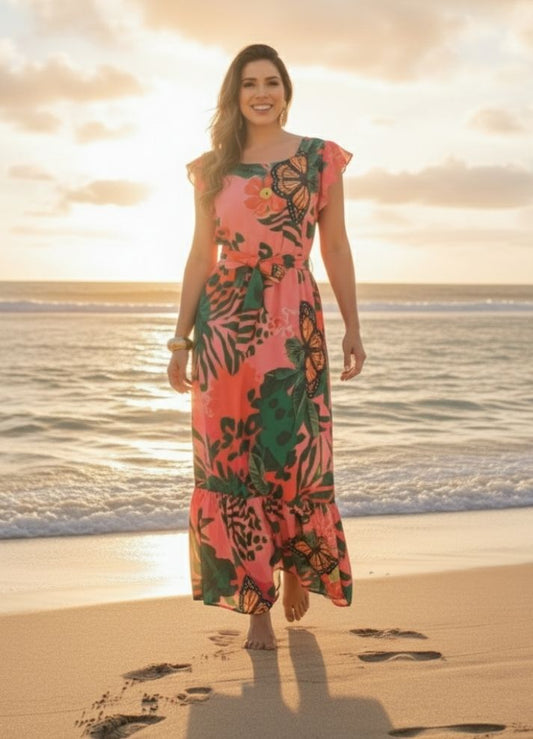 Vestido largo estampado