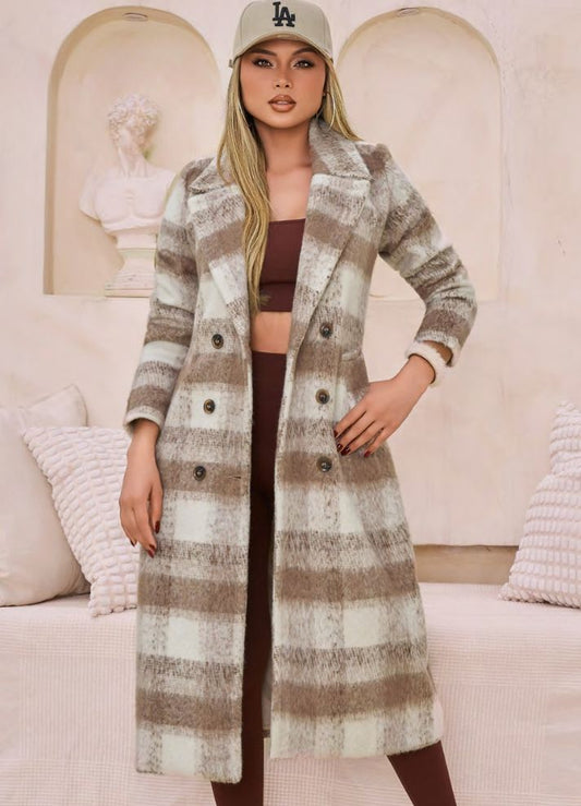 Gabán largo paño a cuadros