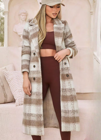 Gabán largo paño a cuadros