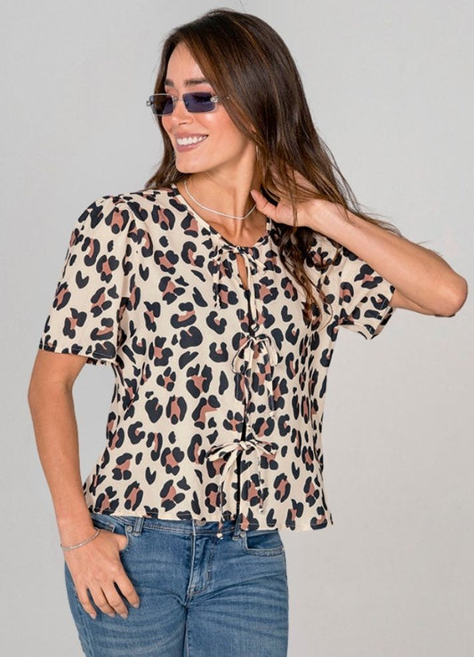 Blusa manga corta lazo
