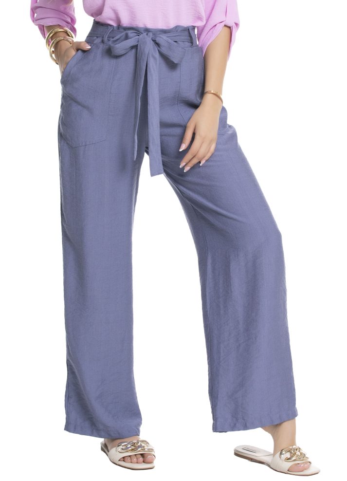 Pantalón bota ancha con cinturón Azul Índigo