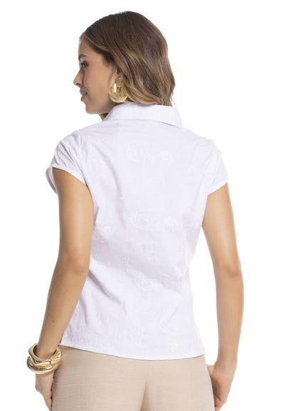 Camisa manga corta algodón bordado