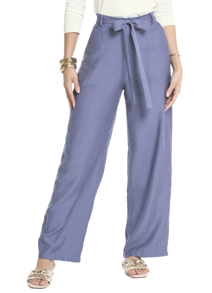 Pantalón bota ancha con cinturón Azul Índigo