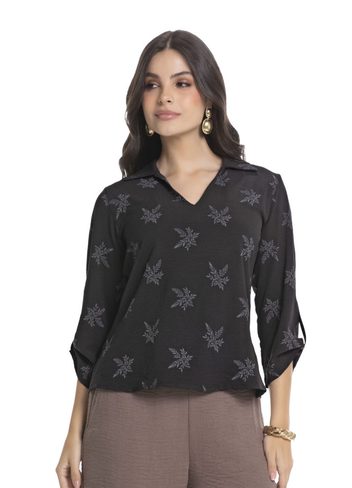 Blusa manga 3/4 escote en V