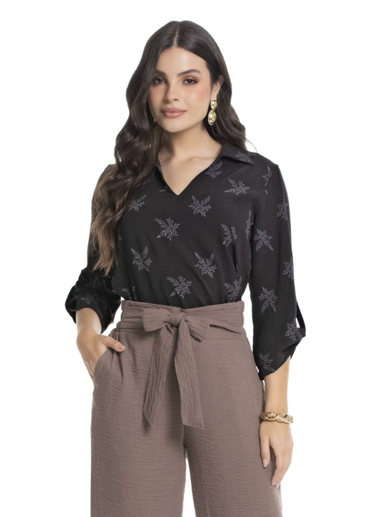 Blusa manga 3/4 escote en V