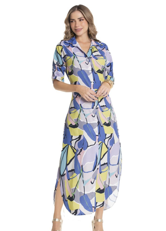 Vestido largo manga 3/4