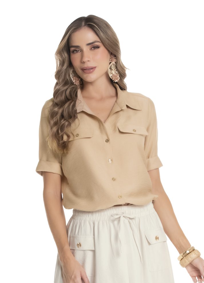 Camisa manga corta cuello camisero